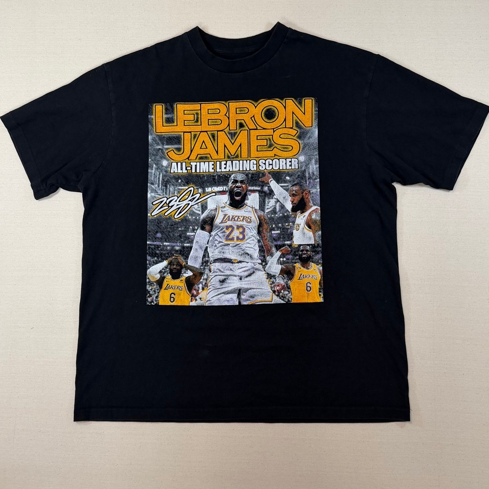 LeBron James All-Time Leading Scorer Lakers Black Graphic T-Shirt Mens XL - Picture 1 of 7
